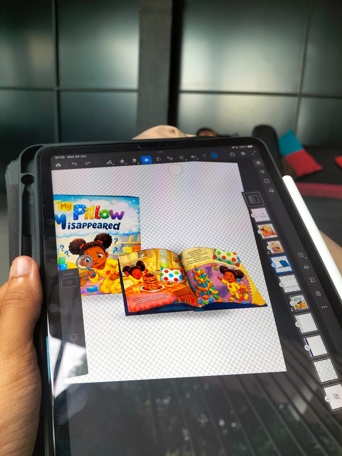Artist working on digital art